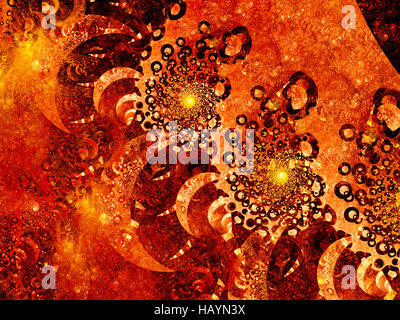 Fiery golden rapporto spire fibonacci frattali generati da computer sfondo astratto, rendering 3D Foto Stock