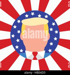 Nuovo Presidente USA Donald Trump. Bandiera americana. Illustrazione Vettoriale