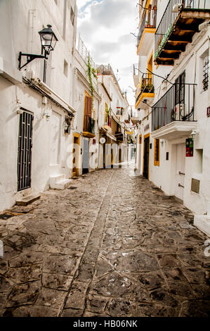 Le strade della Città Vecchia di Ibiza Foto Stock