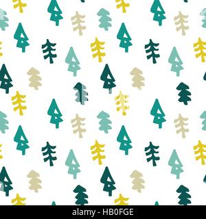 Seamless albero di natale pattern in stile piatto Illustrazione Vettoriale