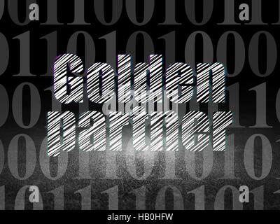 Il concetto di business: Golden Partner di grunge dark room Foto Stock