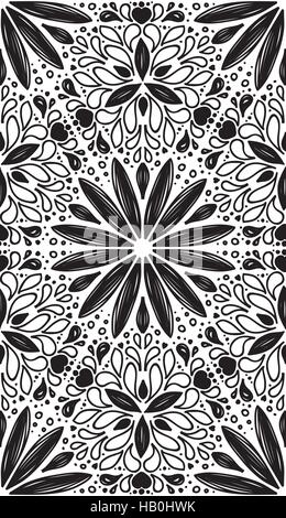 Geometrica astratta seamless pattern con mano drow fiori Illustrazione Vettoriale