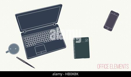 Banner modificabile costituito da oggetti di cancelleria Illustrazione Vettoriale