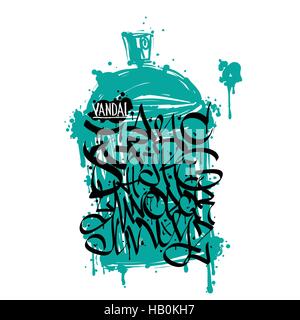 Font graffiti grunge e lattine Illustrazione Vettoriale