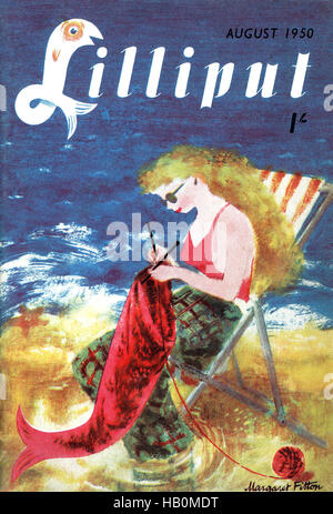 Coperchio anteriore del Lilliput magazine per il mese di agosto 1950 con un'illustrazione da Margaret Fitton Foto Stock