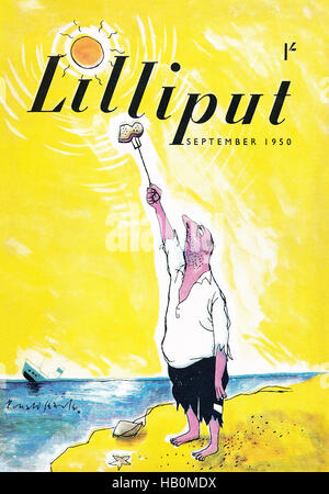 Coperchio anteriore del Lilliput magazine per il mese di settembre 1950 con un'illustrazione da Ronald Searle Foto Stock