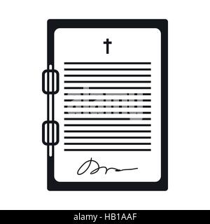 Testamento lettera nero icona semplice Illustrazione Vettoriale