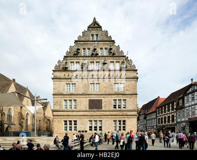 Casa di nozze dal 1617, festa comunale e il centro di celebrazione, Weser Renaissance, Hamelin centro storico, Bassa Sassonia Foto Stock