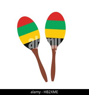 2 maracas icona piatta Illustrazione Vettoriale