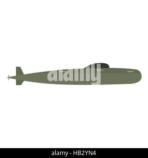 Sommergibile icona piatta Illustrazione Vettoriale