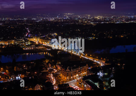 Meraviglia Blu a Dresda - Loschwitz Bridge Foto Stock