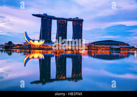 Panoramica di marina bay a Singapore Foto Stock