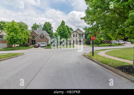 Strade di vicinato nel sobborgo di Midwest America Foto Stock