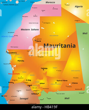 Mappa dei colori della Mauritania paese Foto Stock