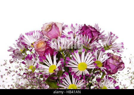 Bouquet di fiori di colore rosa isolato su bianco. Foto Stock