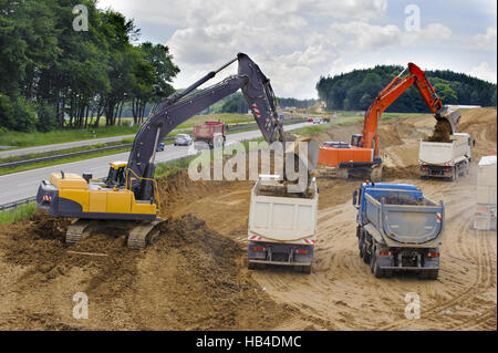 Sito in costruzione su autostrada in Germania Foto Stock