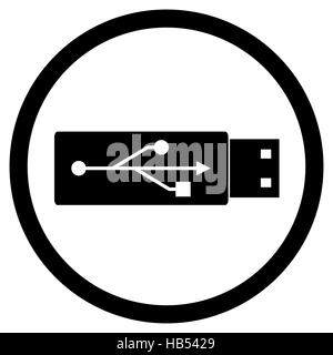 Unità di memoria Flash icon bianco e nero. Stick USB E USB icona Vettore, unità usb illustrazione collegare Foto Stock