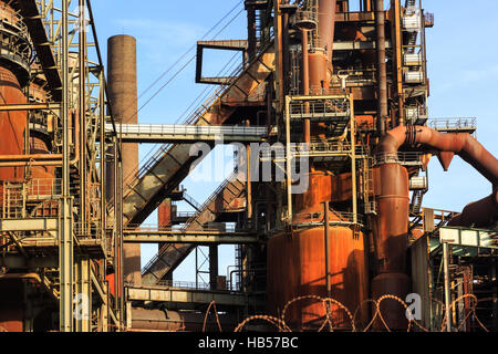 Le acciaierie Phoenix West e le ferriererie di altoforno, precedentemente parte di ThyssenKrupp Steel a Dortmund, Germania Foto Stock