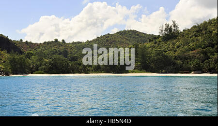 Spiaggia di Anse Georgette nell'isola di Praslin. Foto Stock