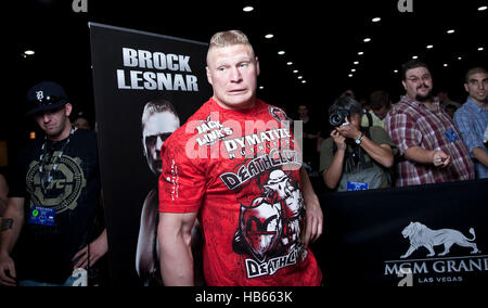 UFC fighter Brock Lesnar durante una sessione di formazione prima di UFC 116 su Giugno 30, 2010 a Las Vegas, Nevada. Foto di Francesco Specker Foto Stock