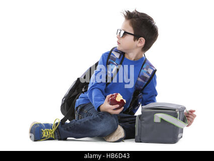 Ragazzo che indossa back pack Foto Stock