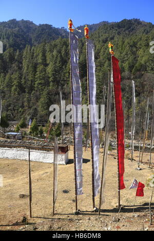 La preghiera buddista Flags - Regno del Bhutan Foto Stock