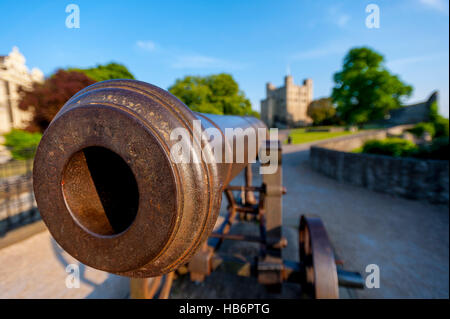 Canon nel parco del castello di Rochester, Foto Stock