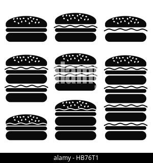 Set di diverse icone di Hamburger Foto Stock