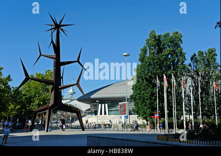 MOE Arena, Regino Cruz architetto, Pavilhao Atlantico, Homem-Sol, Sun uomo da Jeorge Vieira, Parque das Nacoes, Nazione, Lisbona Foto Stock