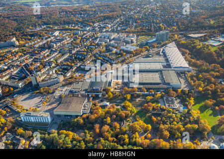 Vista aerea, Fiera Essen espansione in corrispondenza al Grugapark, Essen, la zona della Ruhr, Renania settentrionale-Vestfalia, Germania, Europa, vista aerea, Foto Stock
