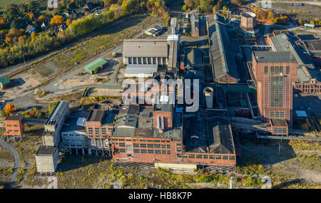 Vista aerea, ex miniera Henry Robert, Ost colliery, il mio tower, la sala macchine, Hamm, Ruhr, Renania settentrionale-Vestfalia, Germania DE Foto Stock