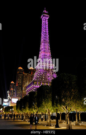 Macao parigino di notte, Macau SAR, Cina Foto Stock