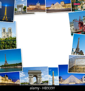 Set di Parigi foto disposti nel telaio Foto Stock