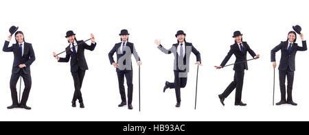 L'uomo nel concetto di vintage con bastone Foto Stock