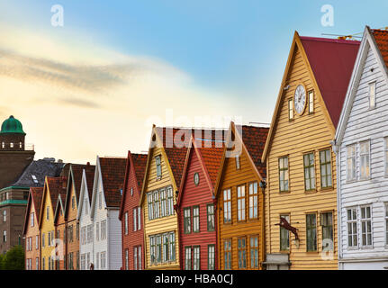 Famoso Bryggen street a Bergen - Norvegia Foto Stock