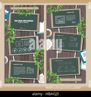Grazioso una pagina web design con vista dall'alto di lavagne Illustrazione Vettoriale