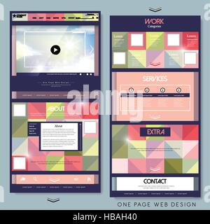 Colorata una pagina web template design con elementi geometrici Illustrazione Vettoriale