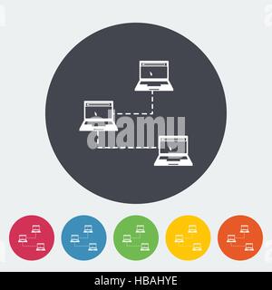 Rete di computer singolo icona. Illustrazione Vettoriale