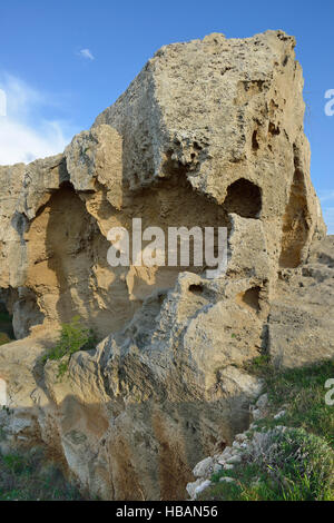 Rocce erose presso il Parco Archeologico di Kato Pafo, Cipro Foto Stock