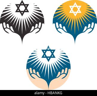 Stella di Davide icone. Hanukkah simbolo Illustrazione Vettoriale