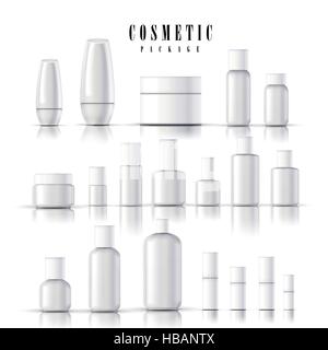 Fustellato confezione per cosmetici insieme di raccolta isolati su sfondo bianco Illustrazione Vettoriale