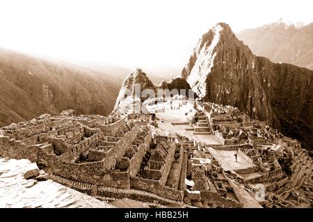 Machu Picchu seppia Foto Stock