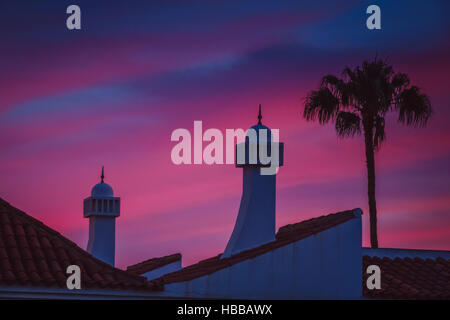 Tramonto spettacolare su residence a Maspalomas in Gran Canaria Foto Stock