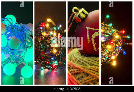 Collage di più foto con il tema delle vacanze di Natale Foto Stock