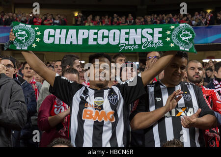 Lisbona, Portogallo. 6 dicembre, 2016. Chapecoense sostenitore del gioco durante la partita di UEFA Champions League, gruppo B, SL Benfica vs SSC Napoli Credito: Alexandre de Sousa/Alamy Live News Foto Stock