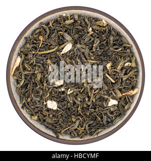 Organic Jasmin Tea nel recipiente isolato Top Foto Stock