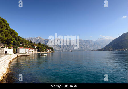 Città Perast, Kotor bay, Montenegro, Europa Foto Stock