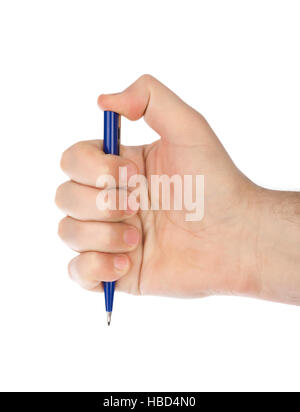 Penna in mano Foto Stock