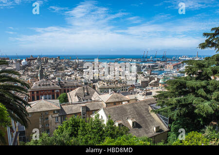 Genova scenic panorama, costa ligure, Italia Foto Stock