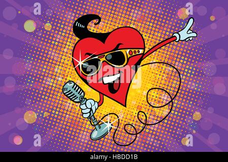 Cuore di san valentino cantante in stile Elvis Illustrazione Vettoriale